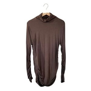 Soft Surroundings Brown Ruched Turtleneck Long Sleeve Dress Size M